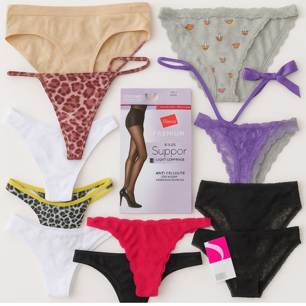 12 Pieces All NEW! Hanes Premium Assorted Nylon Panty G String Thong Collection